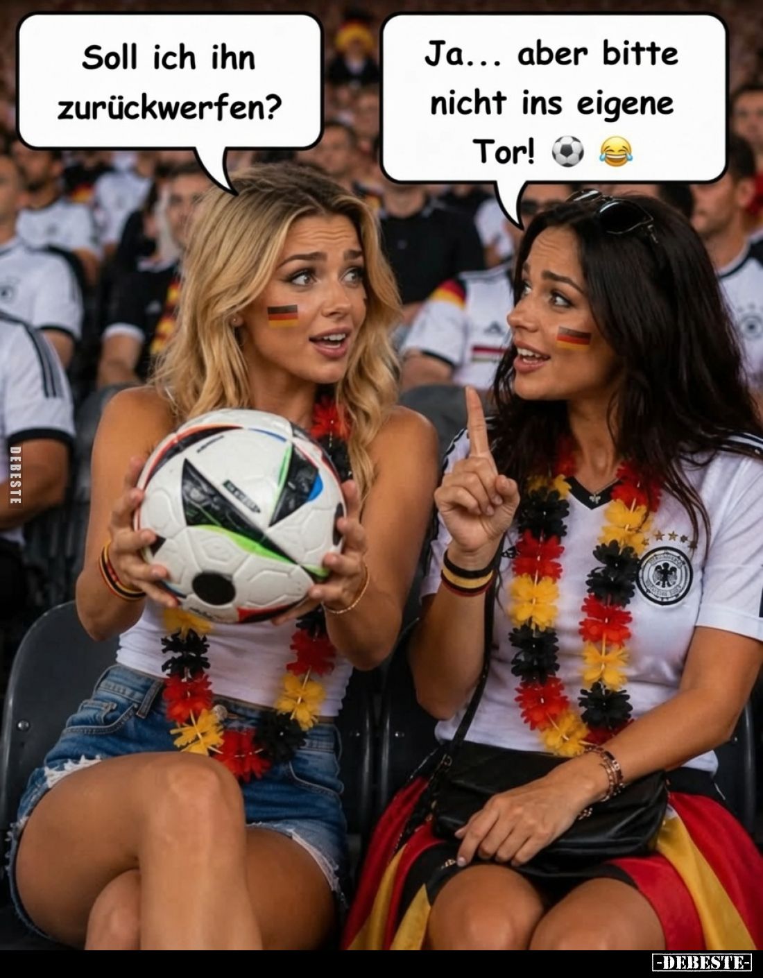 Soll ich ihn zurückwerfen? -
Ja... aber bitte nicht ins eigene Tor!
