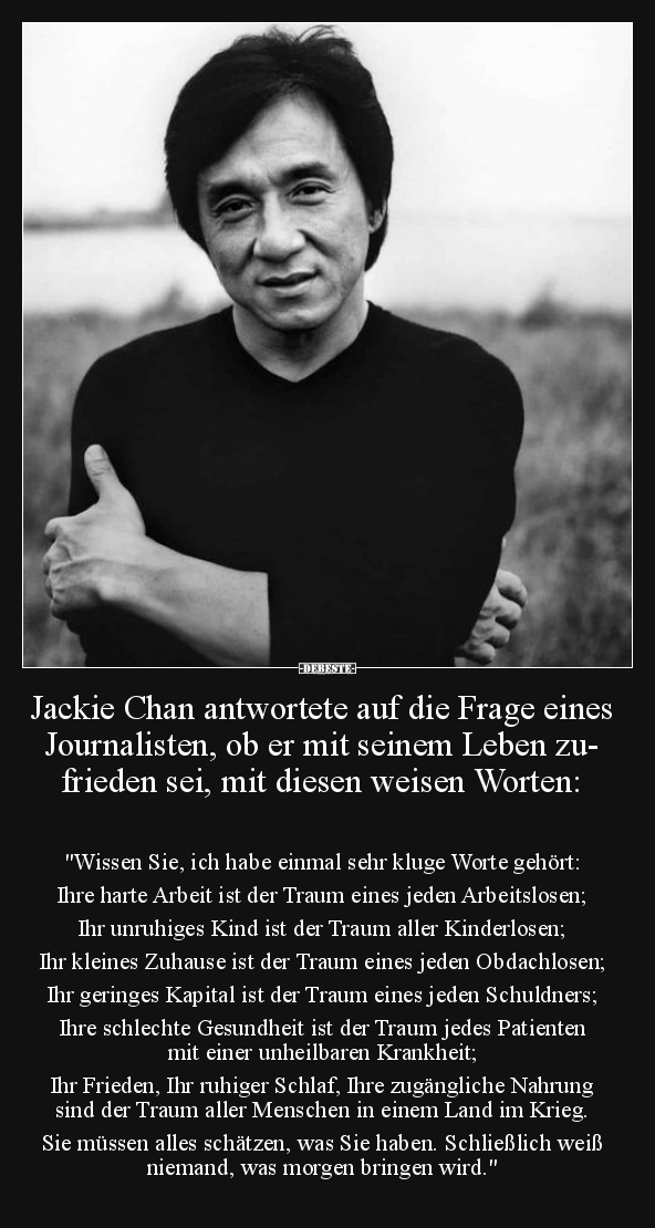 Jackie Chan antwortete auf die Frage eines Journalisten.. - Lustige Bilder | DEBESTE.de