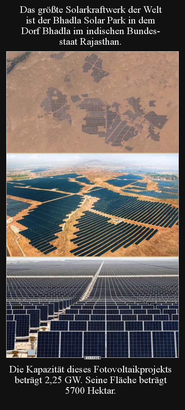 Das größte Solarkraftwerk der Welt ist der Bhadla Solar.. - Lustige Bilder | DEBESTE.de