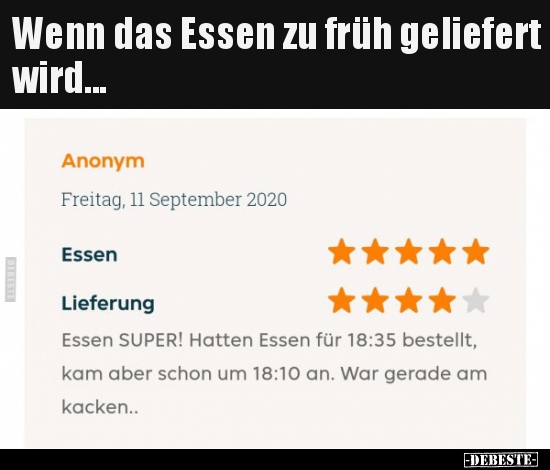 Wenn das Essen zu früh geliefert wird...