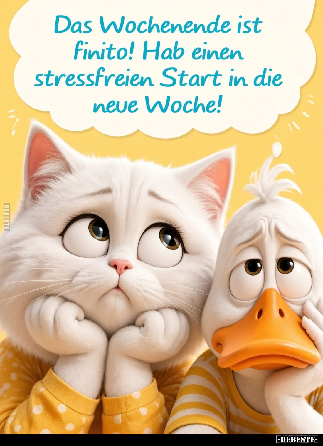 Das Wochenende ist finito! Hab einen stressfreien Start in die neue Woche!