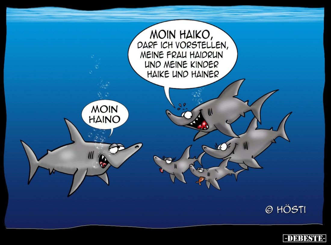 Moin Haino. - Moin Haiko, darf ich vorstellen, meine Frau Haidrun und meine Kinder Haike und Hainer.