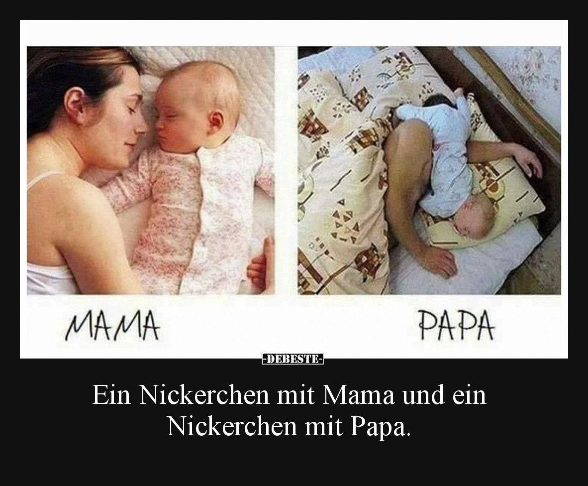 Ein Nickerchen mit Mama und ein Nickerchen mit Papa