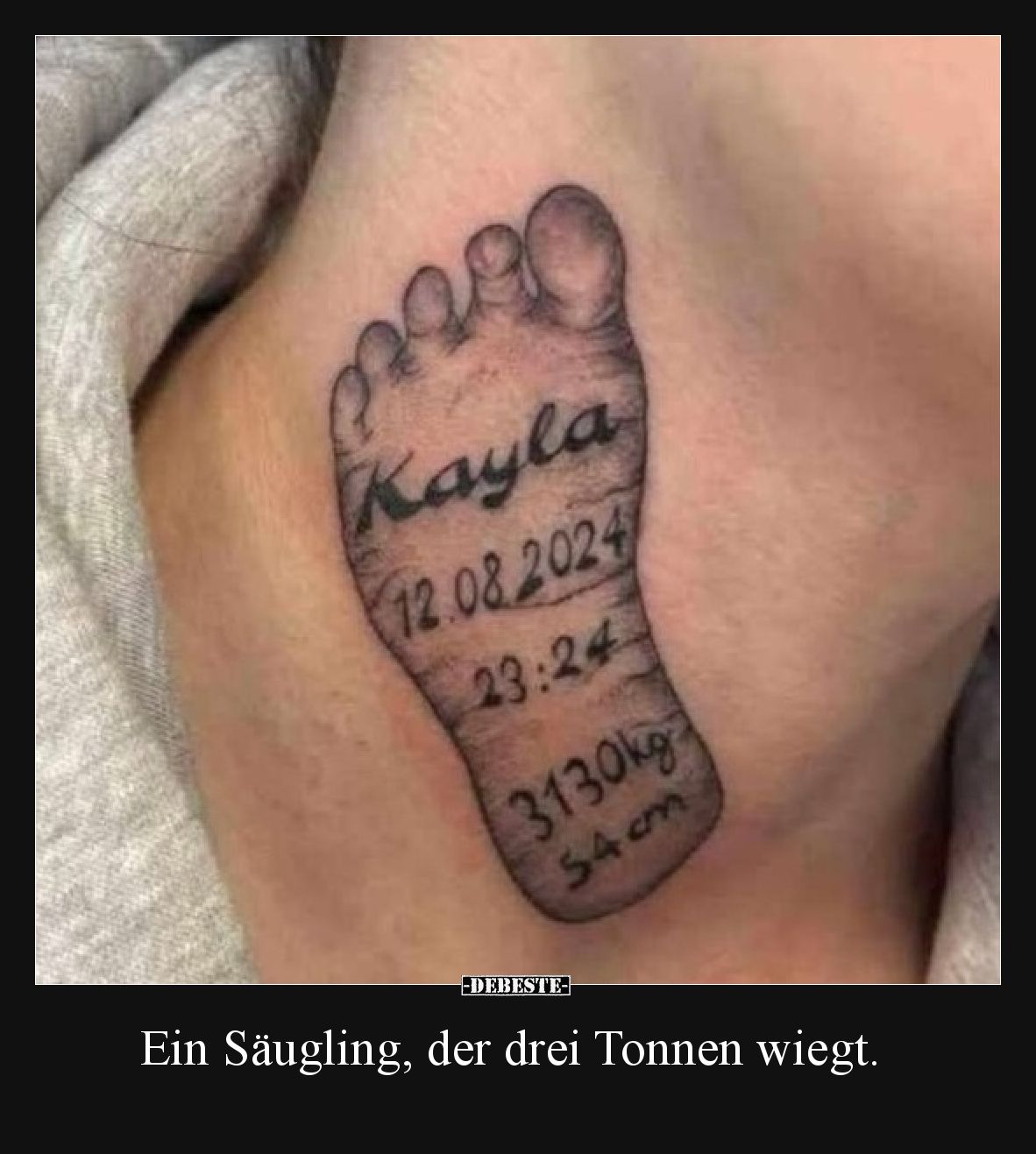 Ein Säugling, der drei Tonnen wiegt.