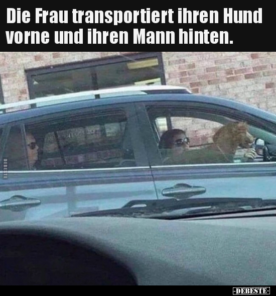 Die Frau transportiert ihren Hund vorne und ihren Mann.. - Lustige Bilder | DEBESTE.de