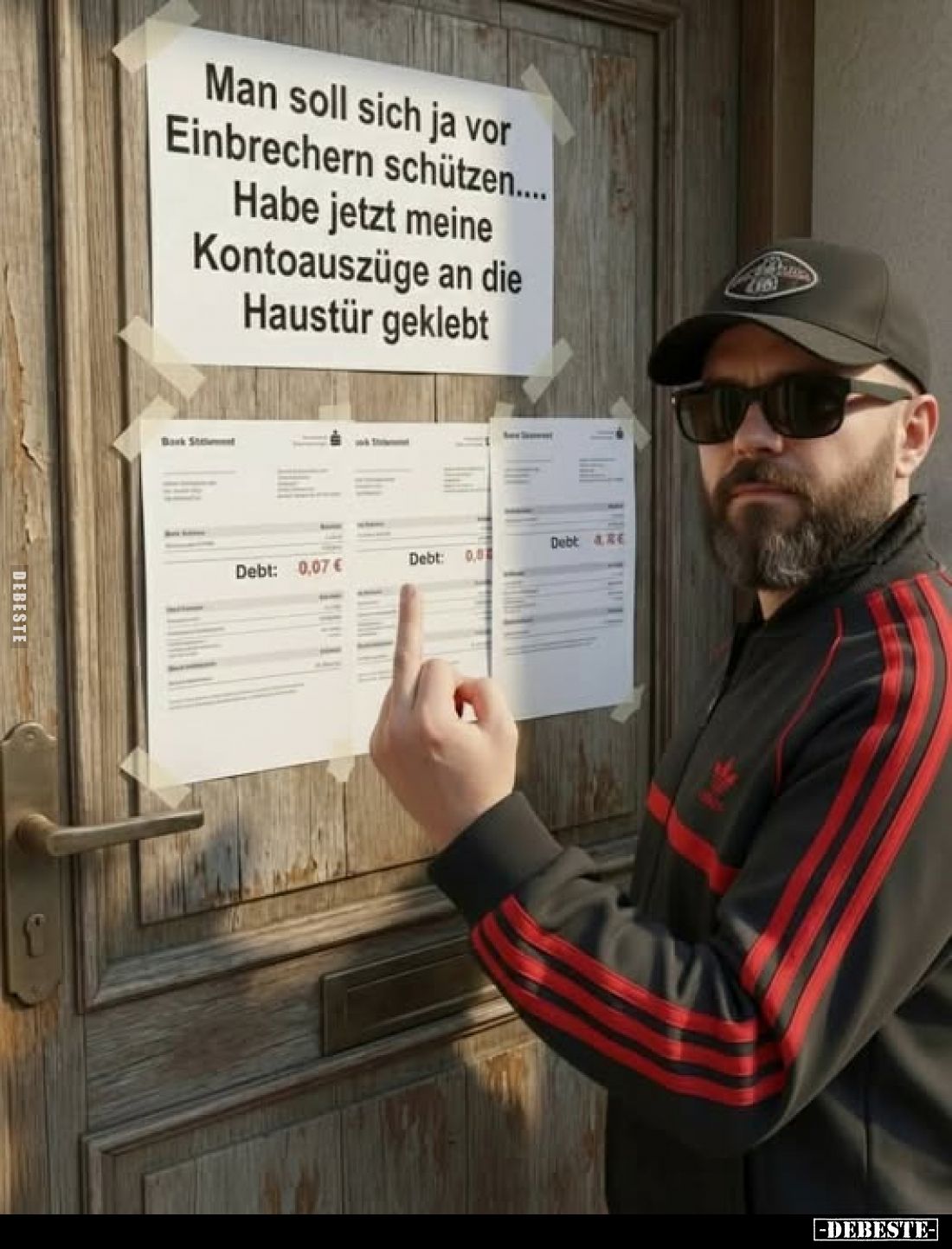Man soll sich ja vor Einbrechern schützen... Habe jetzt meine Kontoauszüge an die Haustür geklebt.