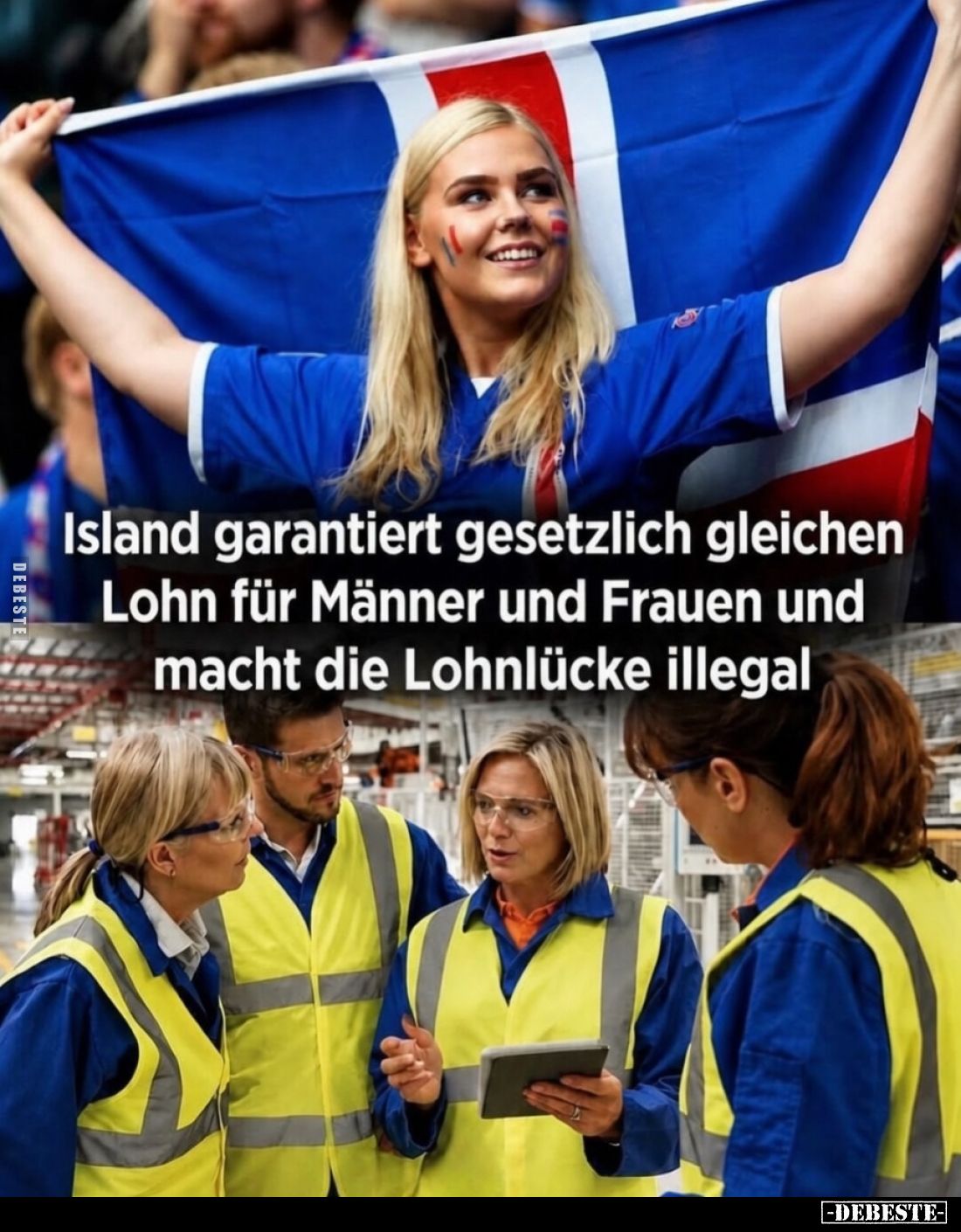 Island garantiert gesetzlich gleichen Lohn für Männer und Frauen und macht die Lohnlücke illegal.