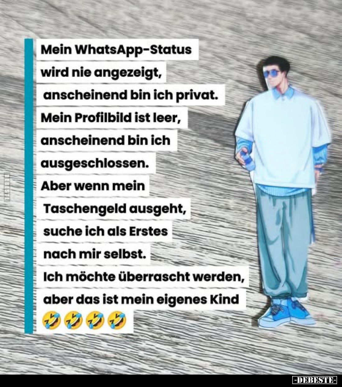 Mein WhatsApp-Status
wird nie angezeigt,
anscheinend bin ich privat.
Mein Profilbild ist leer,
anscheinend bin ich
ausge...