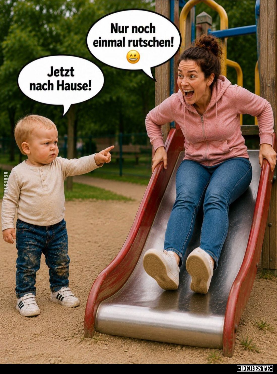 Jetzt nach Hause! - Nur noch einmal rutschen!