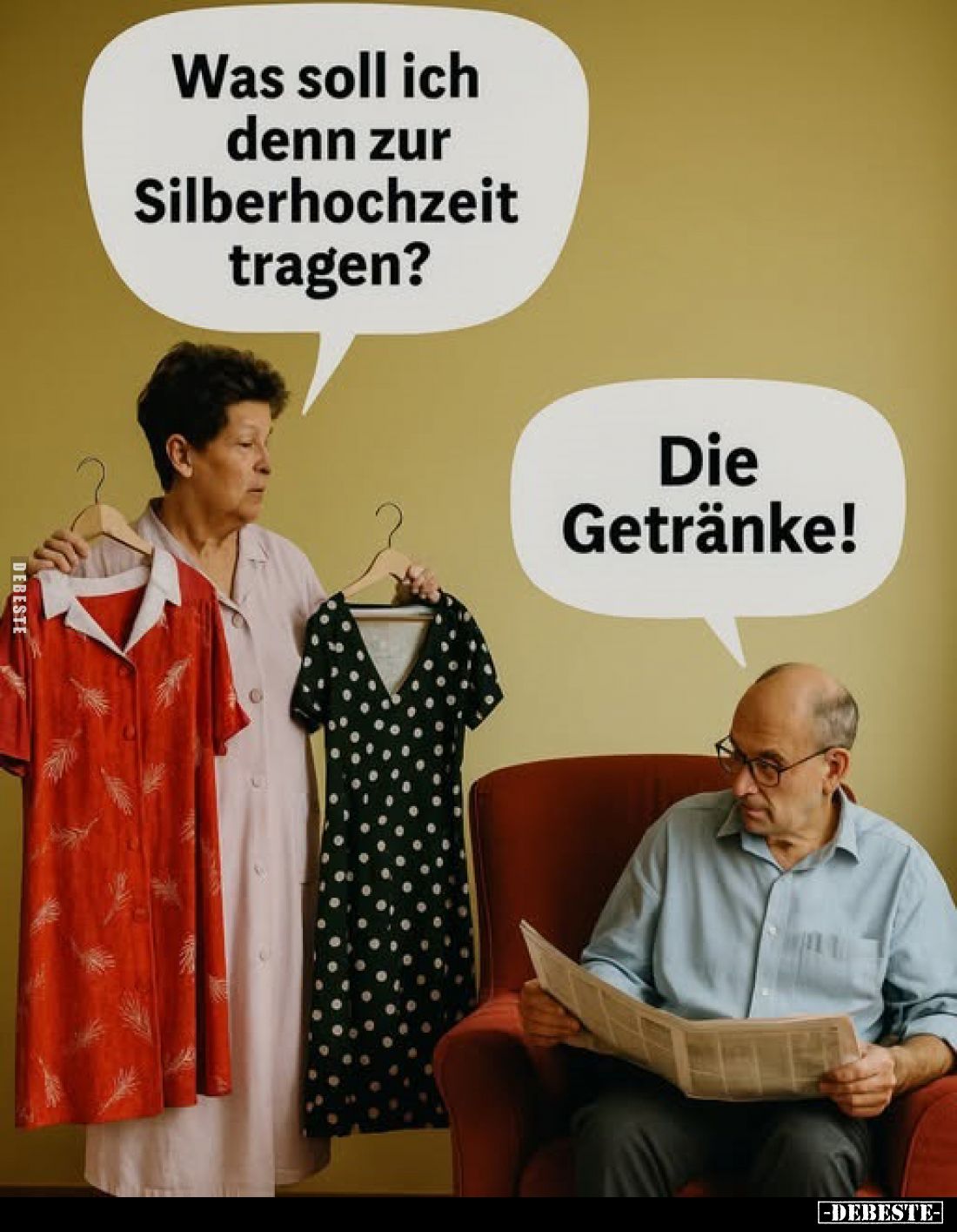Was soll ich denn zur Silberhochzeit tragen?

Die Getränke!