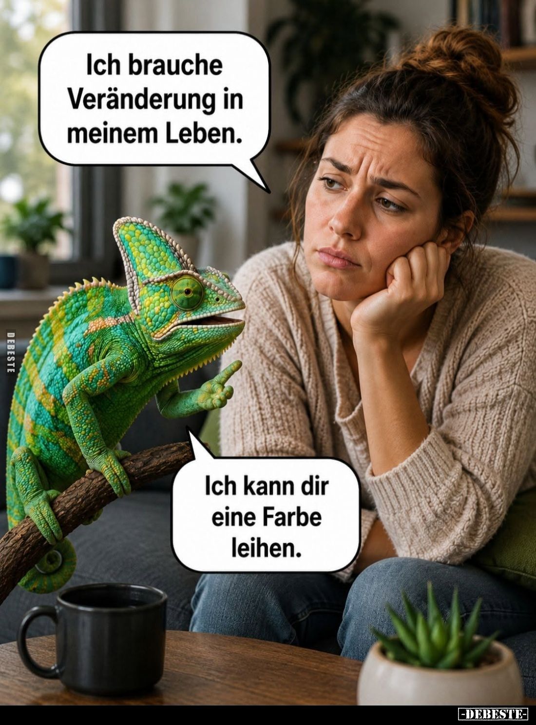 Ich brauche Veränderung in meinem Leben. -
Ich kann dir eine Farbe leihen.
