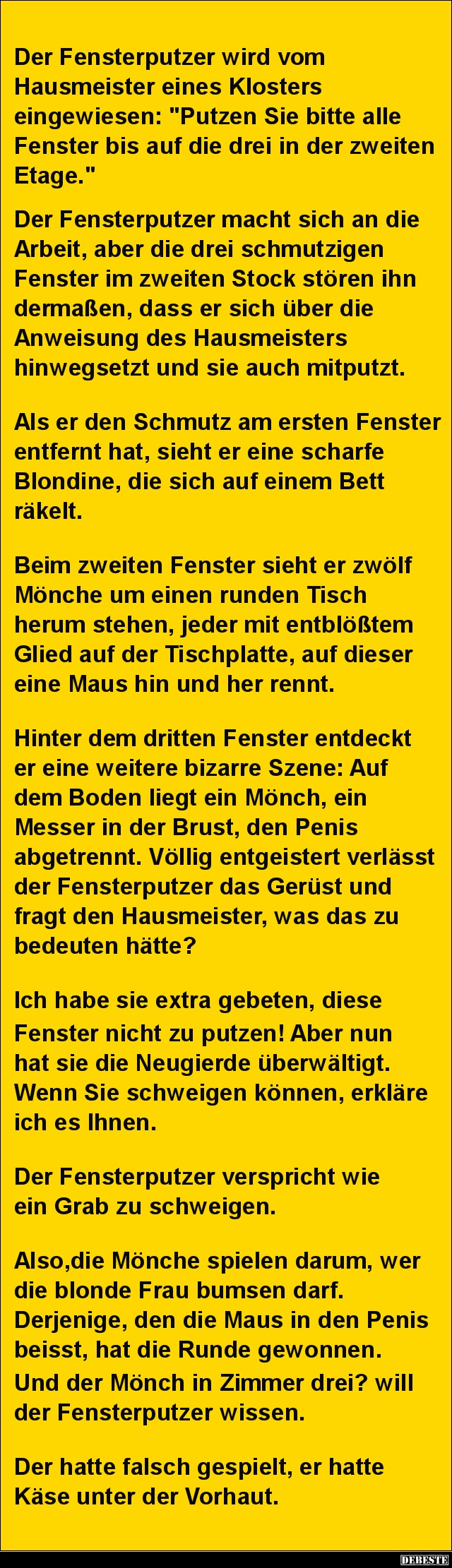Der Fensterputzer wird vom Hausmeister eines Klosters.. - Lustige Bilder | DEBESTE.de