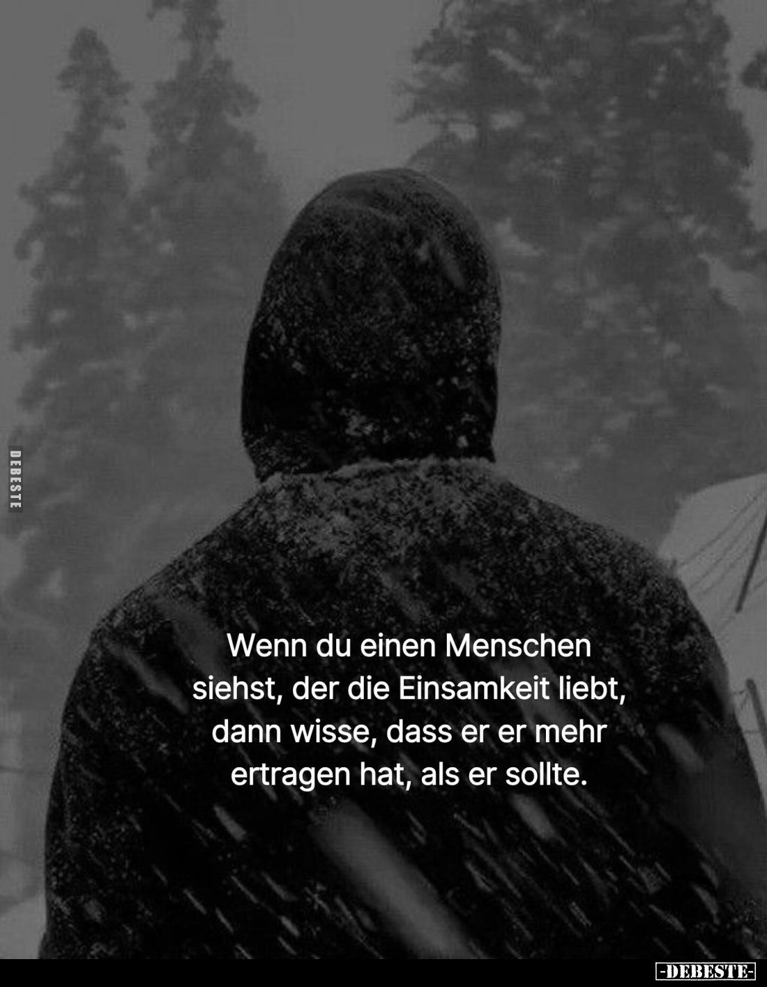 Wenn du einen Menschen siehst, der die Einsamkeit liebt, dann wisse, dass er er mehr ertragen hat, als er sollte.