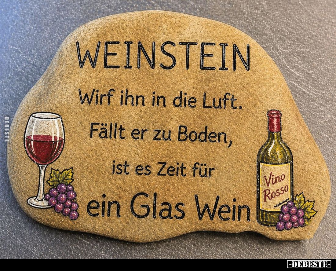 Weinstein: Wirf ihn in die Luft. Fällt er zu Boden, ist es Zeit für
ein Glas Wein