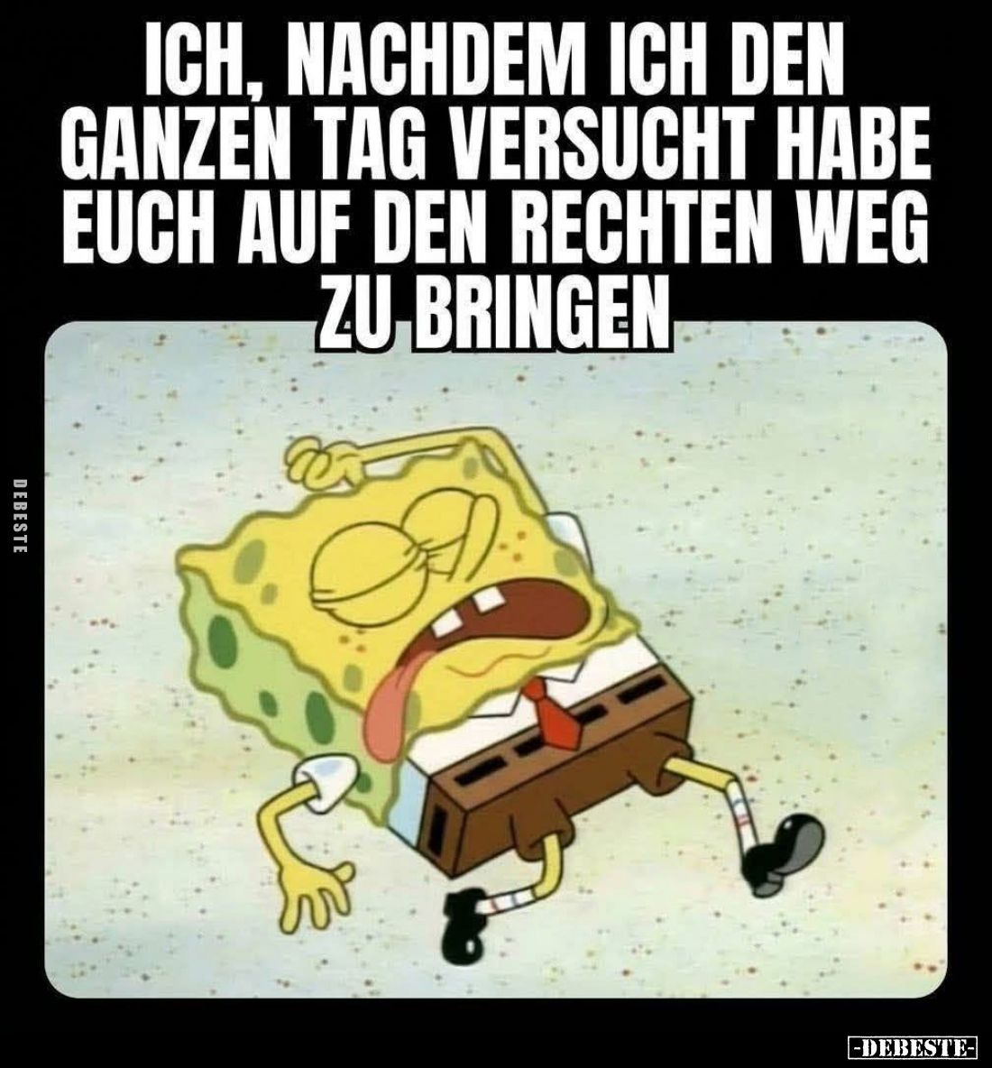 Ich, nachdem ich den ganzen Tag versucht habe euch auf den rechten Weg zu bringen.