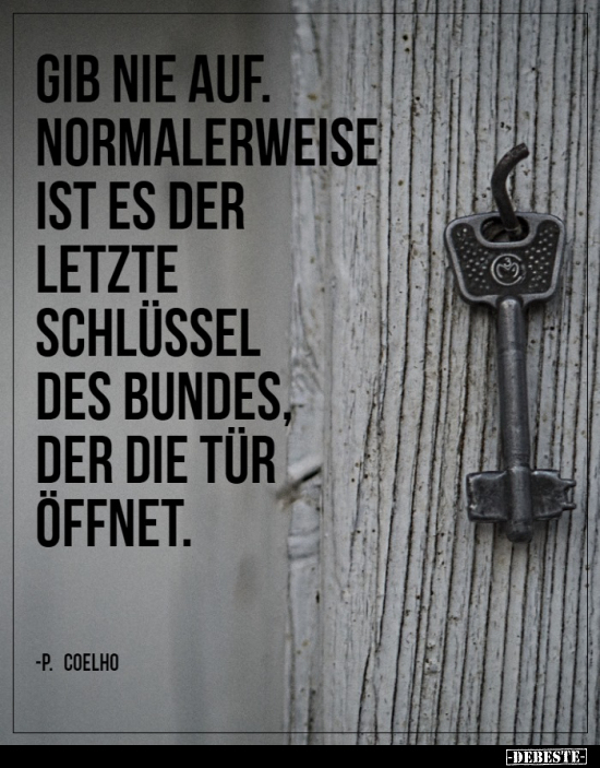 Gib nie auf. Normalerweise ist es der letzte Schlüssel des.. - Lustige Bilder | DEBESTE.de