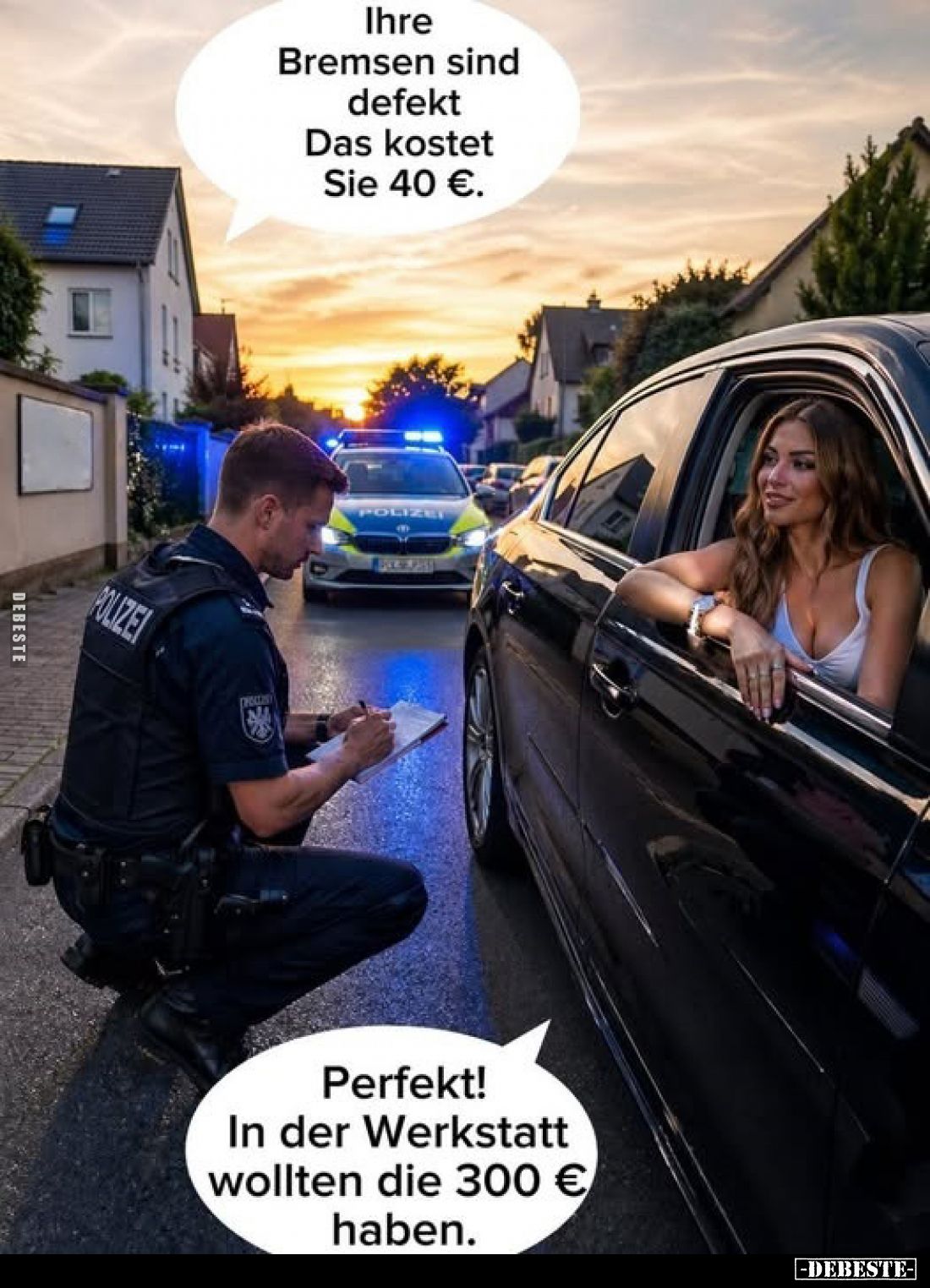 Ihre Bremsen sind defekt. Das kostet Sie 40 €.
-
Perfekt! In der Werkstatt wollten die 300 € haben.