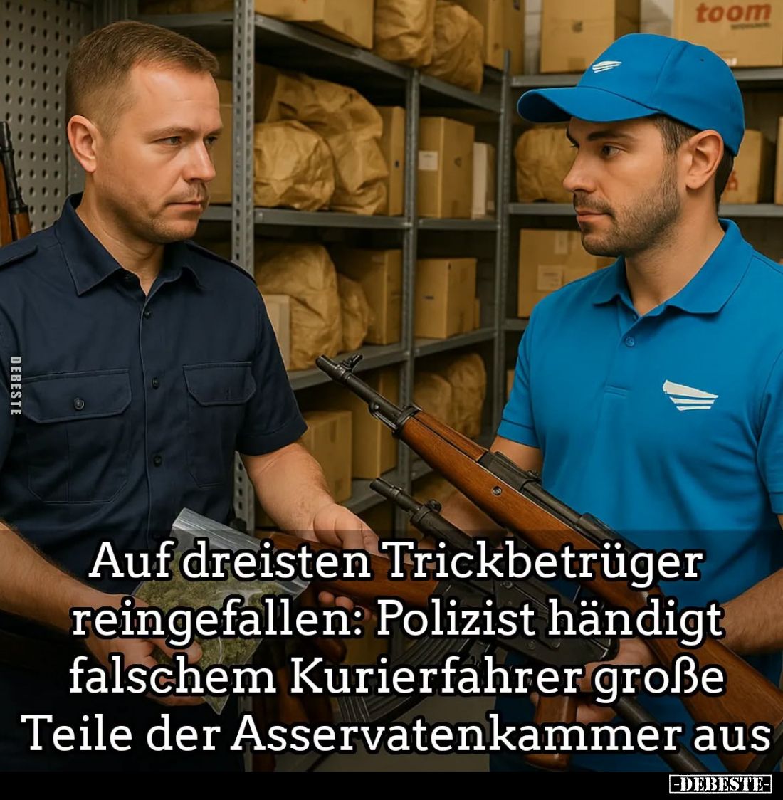 Auf dreisten Trickbetrüger reingefallen: Polizist händigt falschem Kurierfahrer große Teile der Asservatenkammer aus.