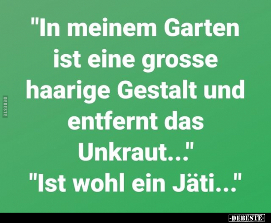 "In meinem Garten ist eine grosse haarige Gestalt und.." - Lustige Bilder | DEBESTE.de