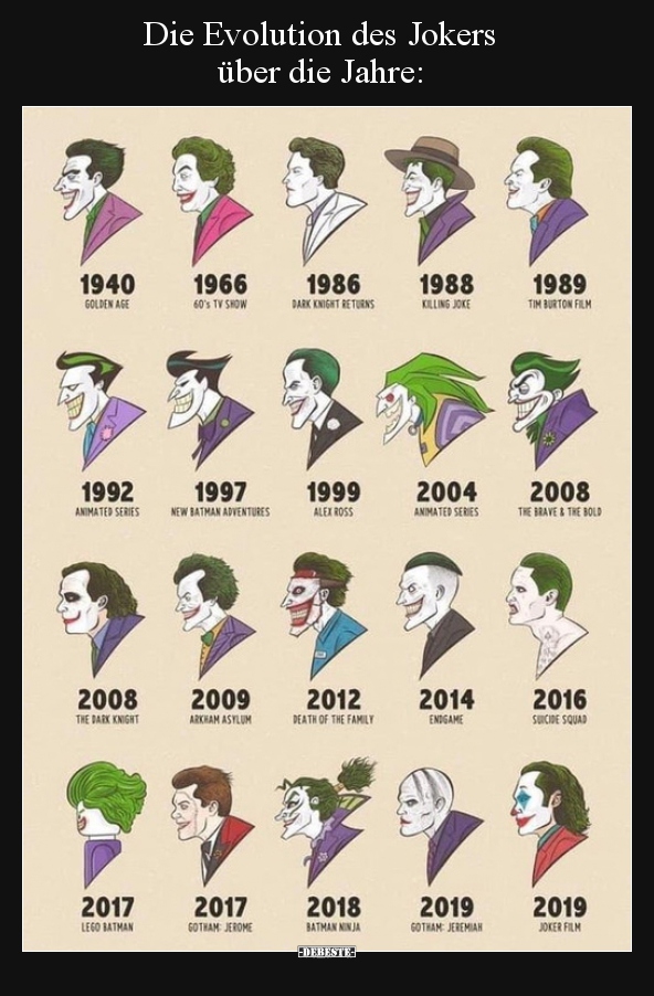 Die Evolution des Jokers über die Jahre.. - Lustige Bilder | DEBESTE.de