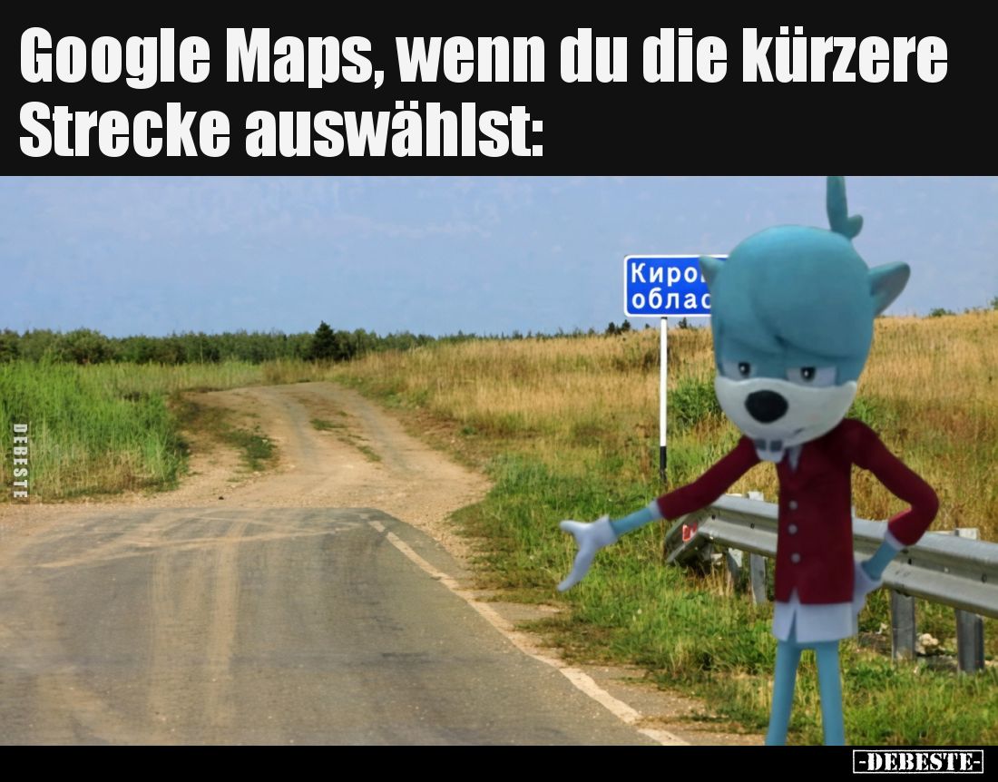 Google Maps, wenn du die kürzere Strecke auswählst: