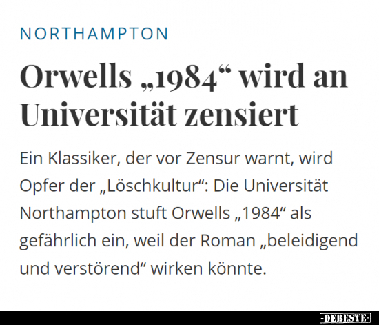 Orwells..1984" wird an Universität zensiert.." - Lustige Bilder | DEBESTE.de