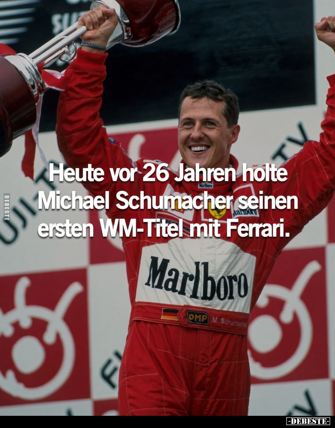 Heute vor 26 Jahren holte Michael Schumacher seinen ersten WM-Titel mit Ferrari.