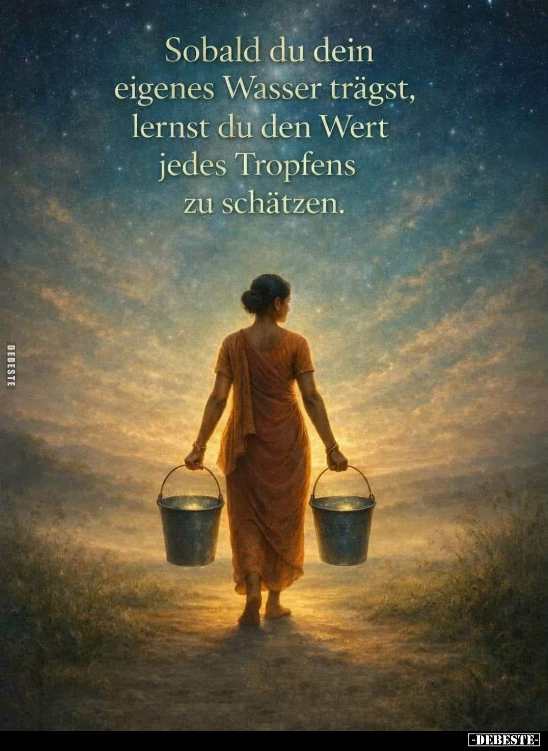 Sobald du dein eigenes Wasser trägst, lernst du den Wert jedes Tropfens zu schätzen.