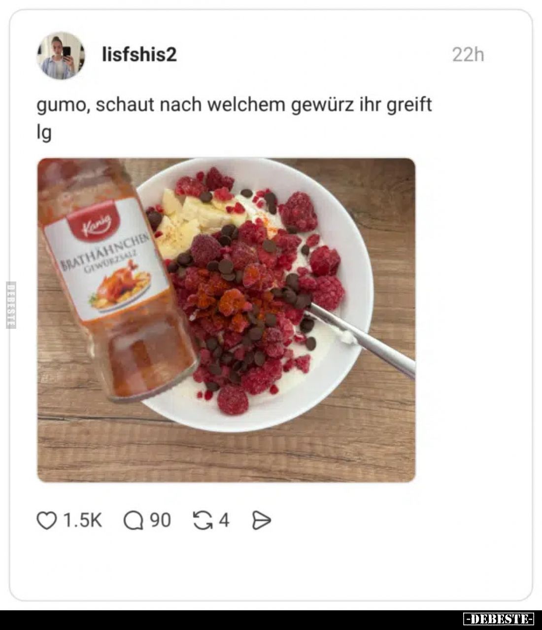 Gumo, schaut, nach welchem Gewürz ihr greift.