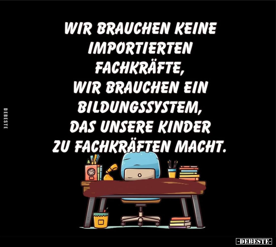 Wir brauchen keine importierten Fachkräfte, wir brauchen ein Bildungssystem, das unsere Kinder zu Fachkräften macht.