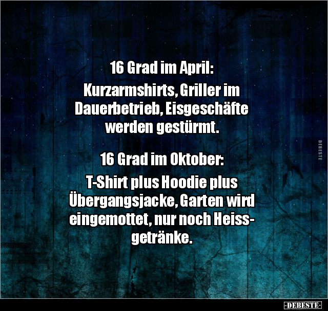 16 Grad im April: Kurzarmshirts, Griller im Dauerbetrieb.. - Lustige Bilder | DEBESTE.de
