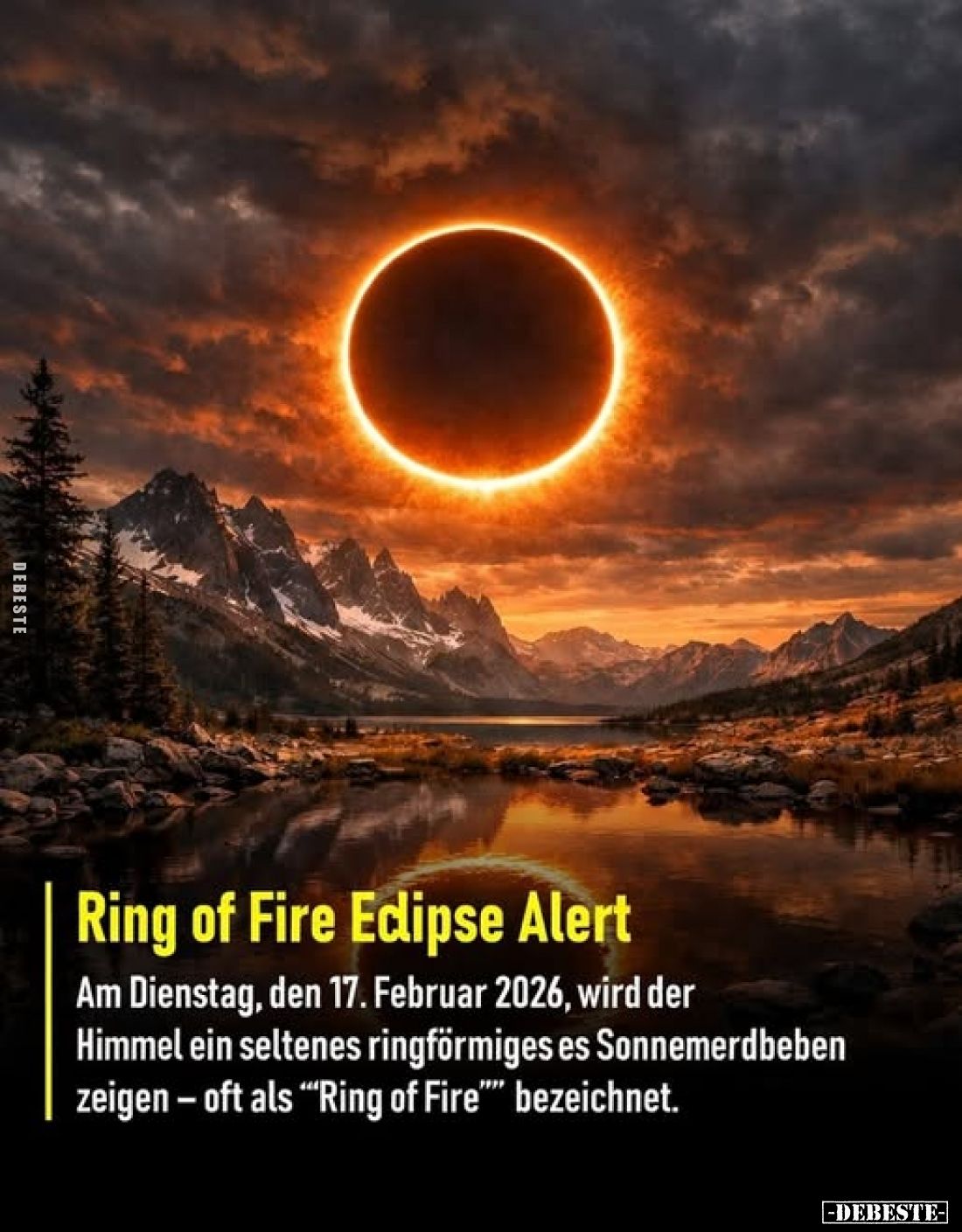Ring of Fire Edipse Alert.
Am Dienstag, den 17. Februar 2026, wird der Himmel ein seltenes ringförmiges es Sonnemerdbeben ze...