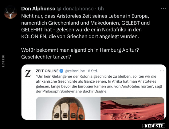 Nicht nur, dass Aristoreles Zeit seines Lebens in Europa.. - Lustige Bilder | DEBESTE.de