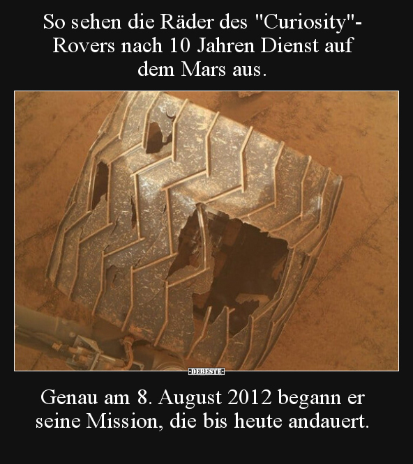 So sehen die Räder des "Curiosity"-Rovers nach 10 Jahren.. - Lustige Bilder | DEBESTE.de