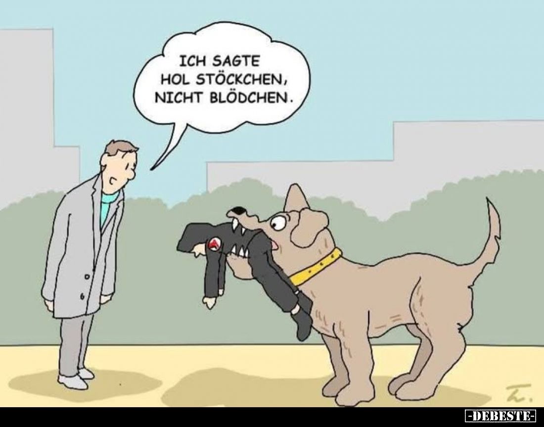 Ich sagte hol Stöckchen, nicht Blödchen.