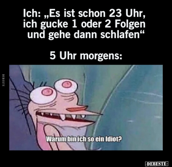 Ich: "Es ist schon 23 Uhr, ich gucke 1 oder 2 Folgen und.." - Lustige Bilder | DEBESTE.de