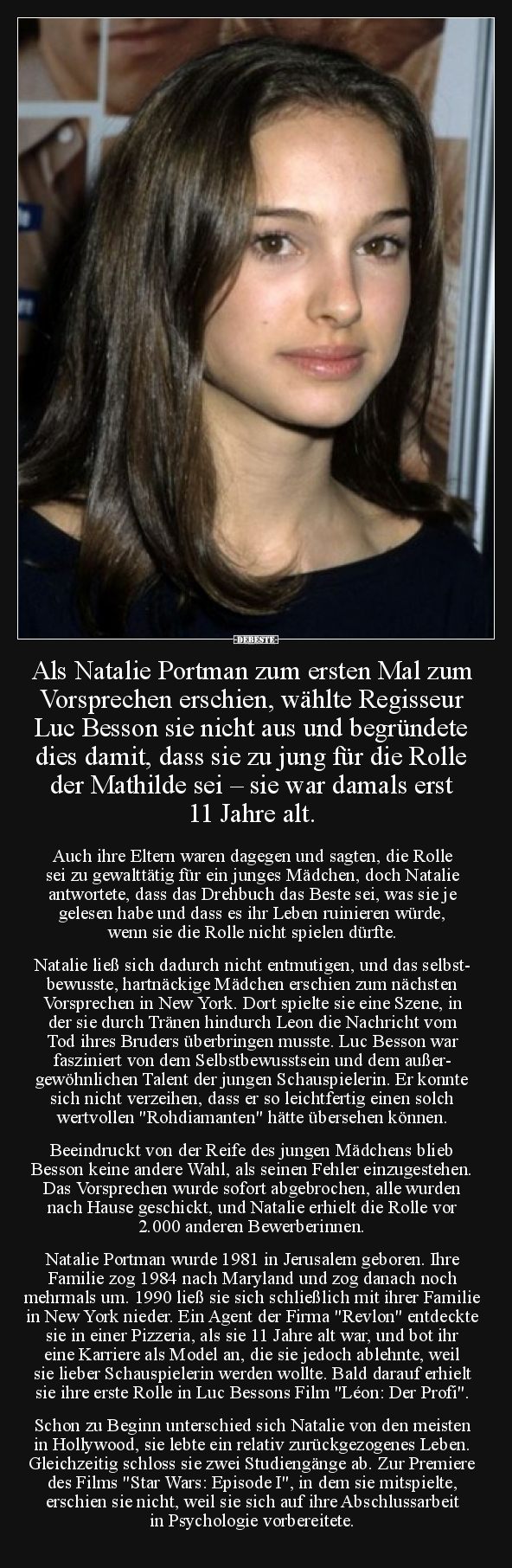 Als Natalie Portman zum ersten Mal zum Vorsprechen.. - Lustige Bilder | DEBESTE.de