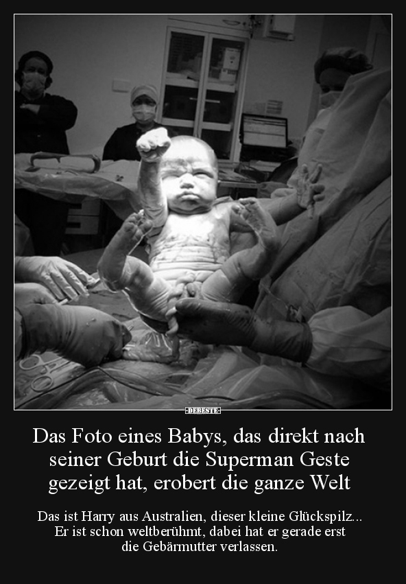 Das Foto eines Babys, das direkt nach seiner Geburt die.. - Lustige Bilder | DEBESTE.de
