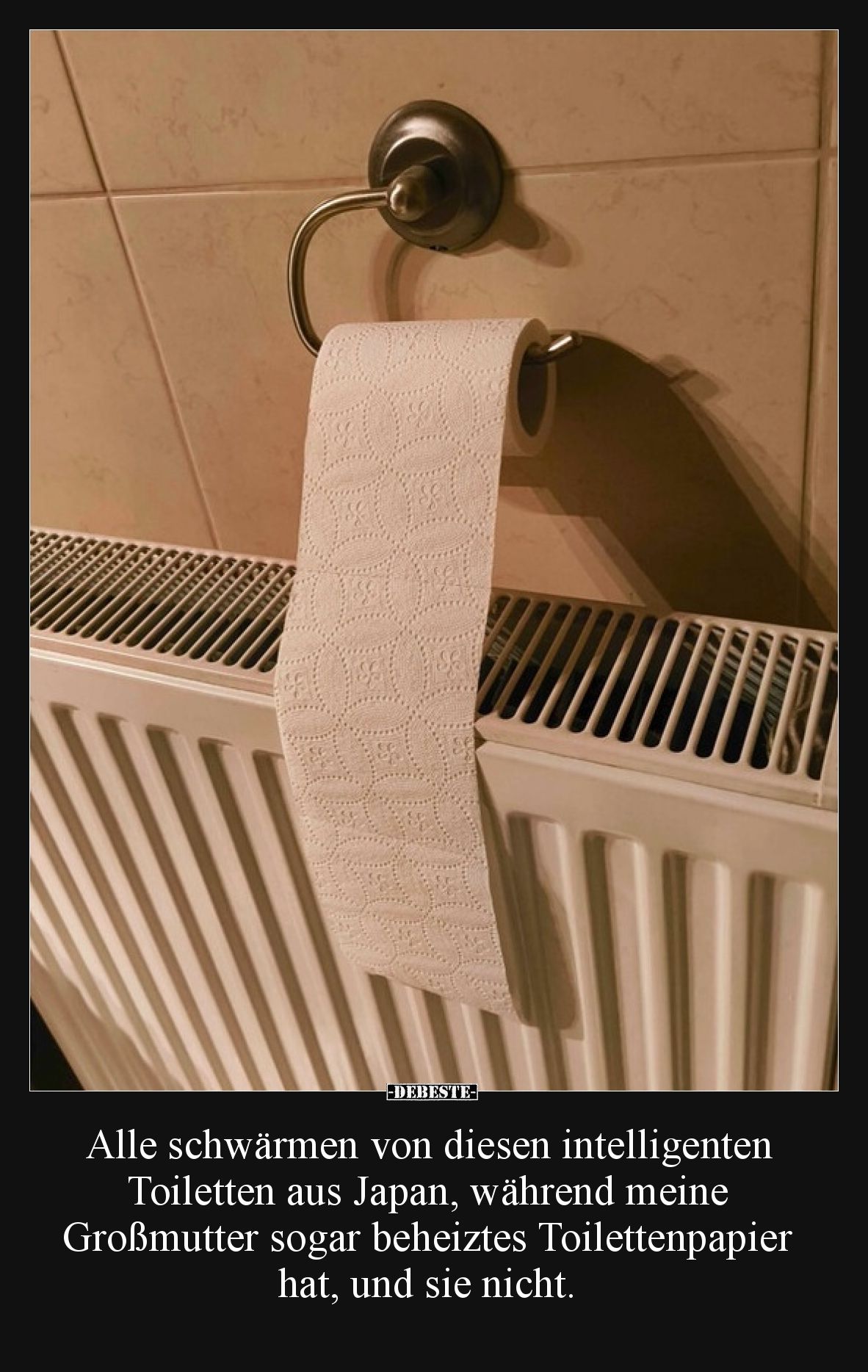 Alle schwärmen von diesen intelligenten Toiletten aus Japan, während meine Großmutter sogar beheiztes Toilettenpapier hat, un...