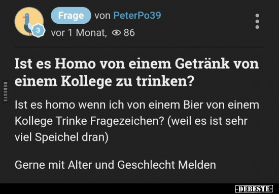 Ist es Homo von einem Getränk von einem Kollege zu trinken?.. - Lustige Bilder | DEBESTE.de