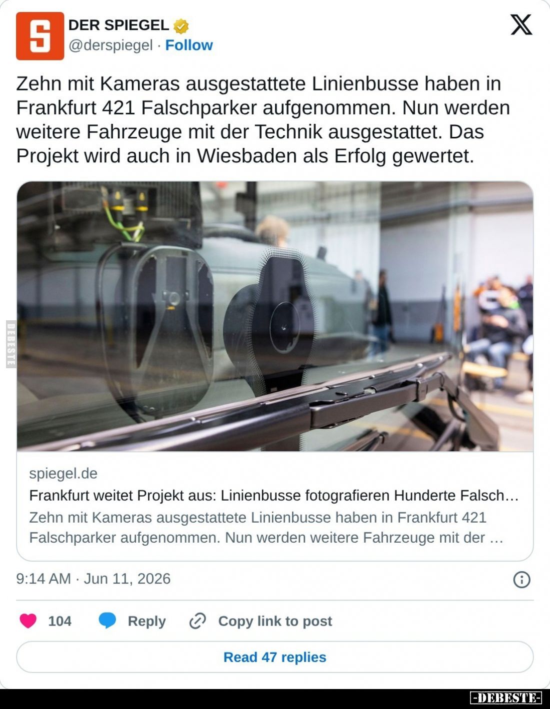 Zehn mit Kameras ausgestattete Linienbusse haben in Frankfurt 421 Falschparker aufgenommen. Nun werden weitere Fahrzeuge mit ...