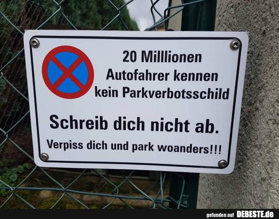 20 Millionen Autofahrer kennen kein Parkverbotschild..