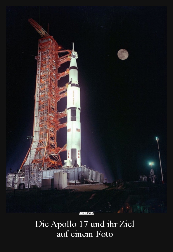 Die Apollo 17 und ihr Ziel auf einem Foto..