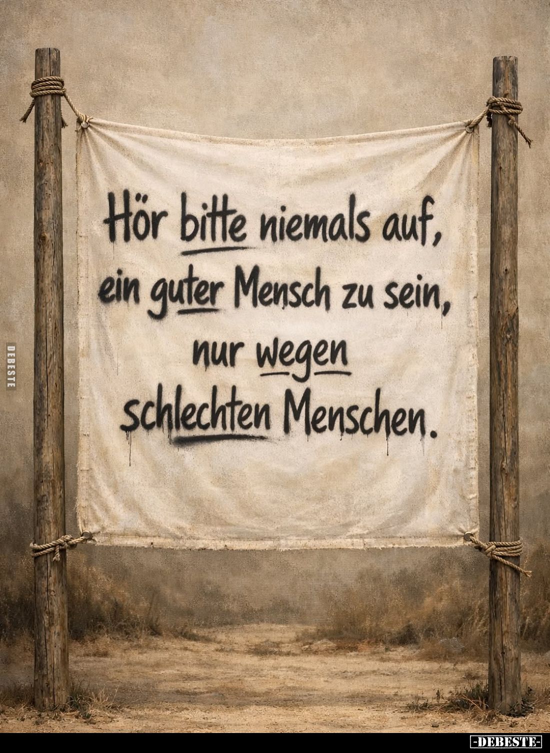 Hör bitte niemals auf, ein guter Mensch zu sein, nur wegen schlechten Menschen.