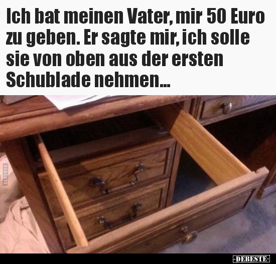 Ich bat meinen Vater, mir 50 Euro zu geben. Er sagte mir..