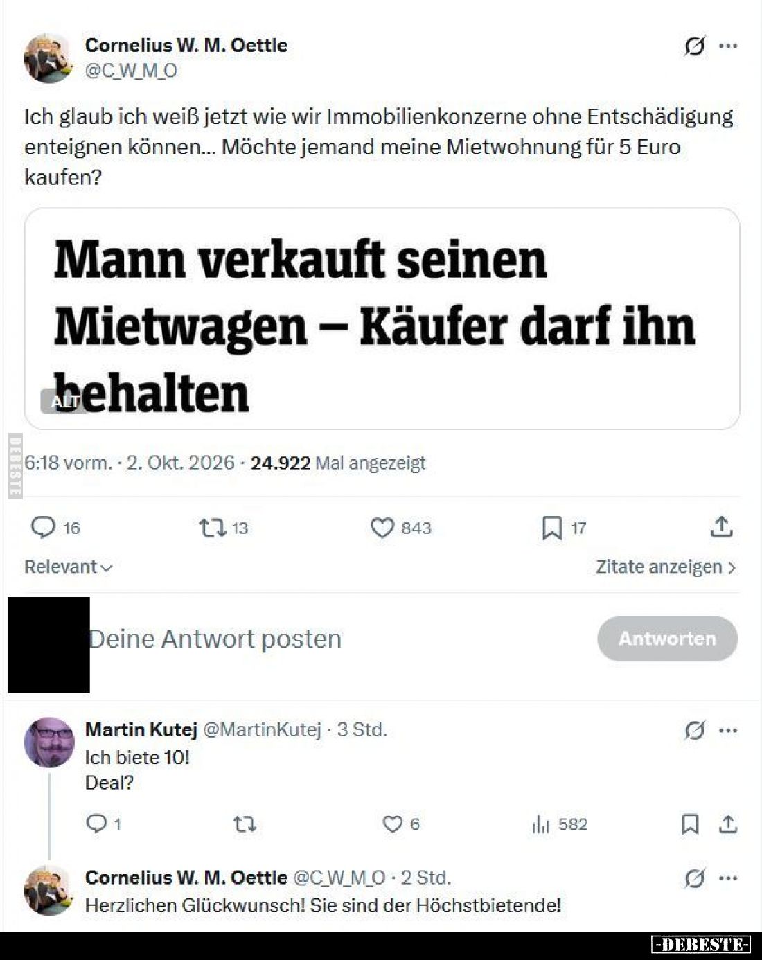 Ich glaub ich weiß jetzt wie wir Immobilienkonzerne ohne Entschädigung enteignen können… Möchte jemand meine Mietwohnung für ...