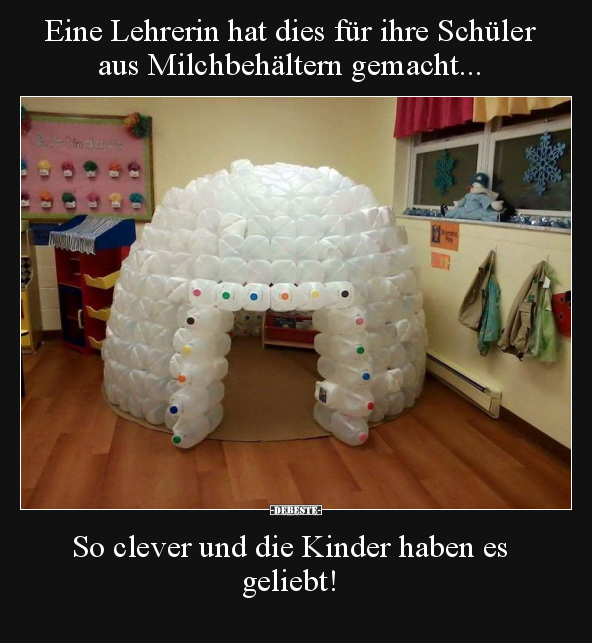 Eine Lehrerin hat dies für ihre Schüler aus Milchbehältern.. - Lustige Bilder | DEBESTE.de
