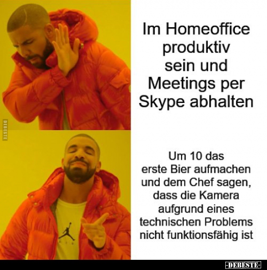 Im Homeoffice produktiv sein und Meetings per Skype.. - Lustige Bilder | DEBESTE.de