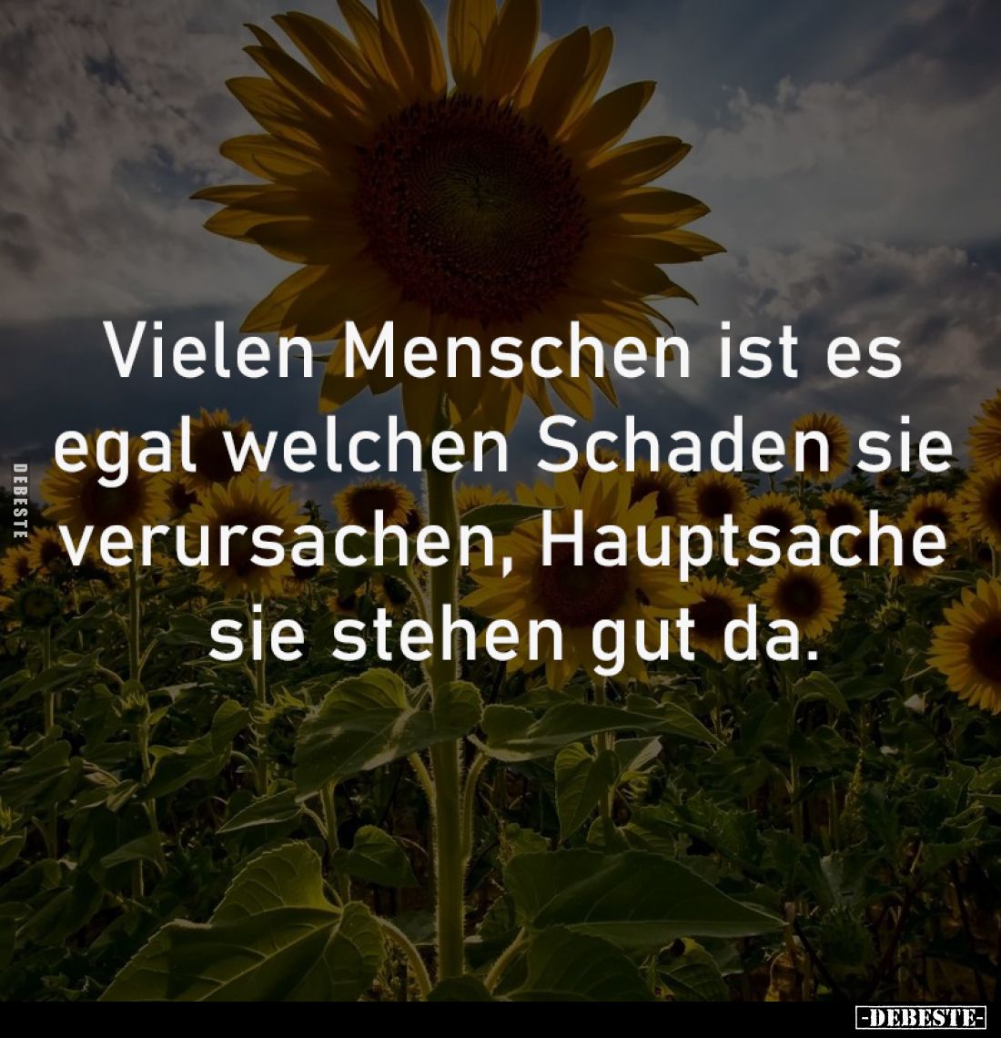 Vielen Menschen ist es
egal welchen Schaden sie
verursachen, Hauptsache
sie stehen gut da.