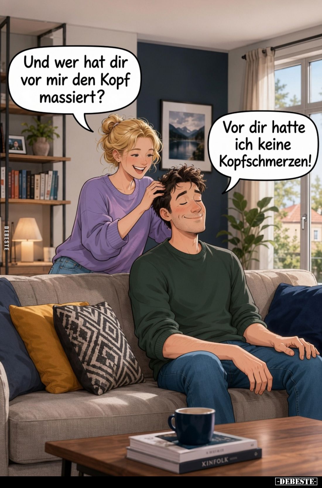 Und wer hat dir vor mir den Kopf massiert?
Vor dir hatte ich keine Kopfschmerzen!